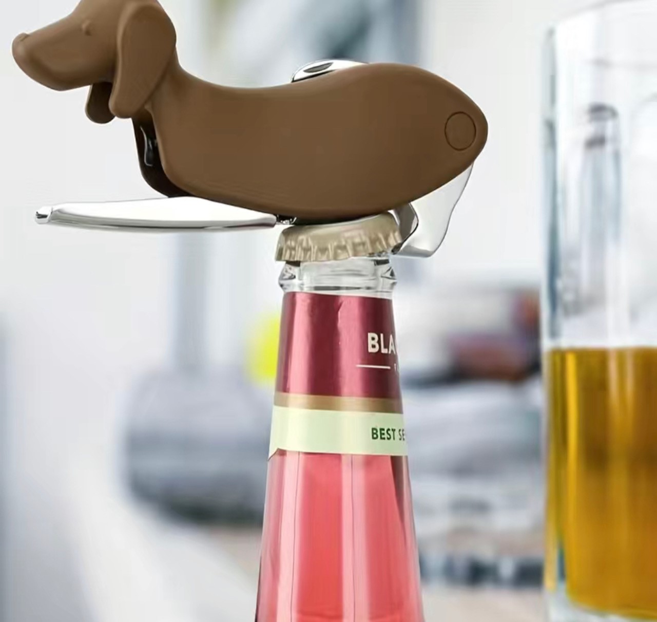 flessenopener en kurkentrekker teckel