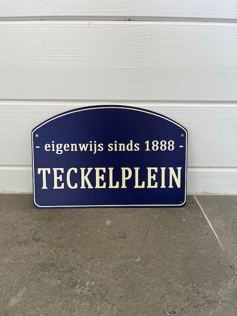 Metalen bord teckelplein blauw