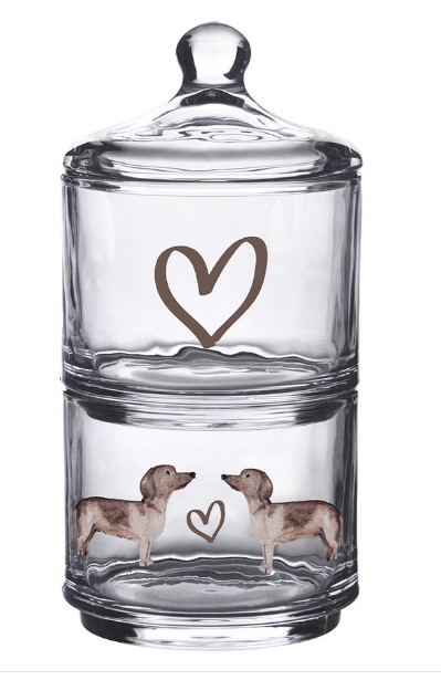 Koekjestrommel dubbele glazen pot teckels