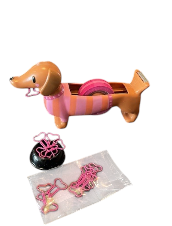 teckel tape dispenser met paperclips