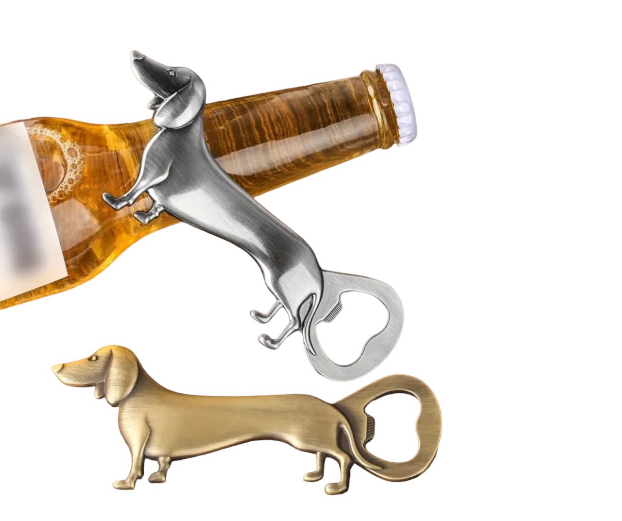 bronzen flessenoper teckel 2