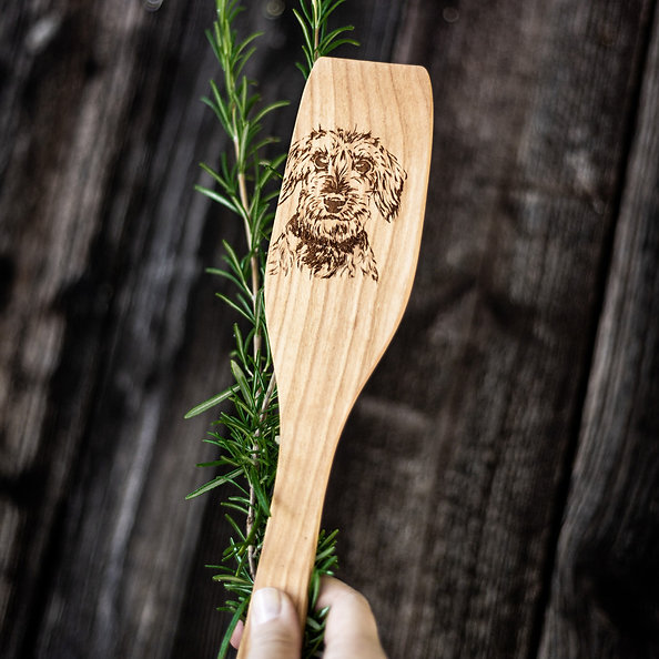 spatel gravure ruwharige teckel