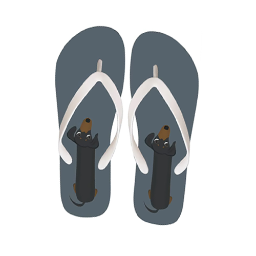 flip flop grijs met teckel print