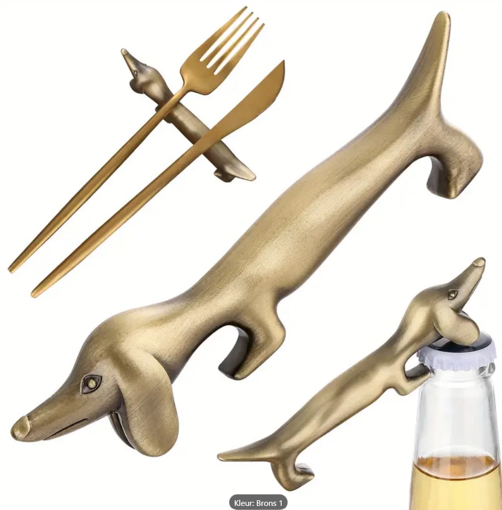gouden multifunctionele teckel flesopener_2