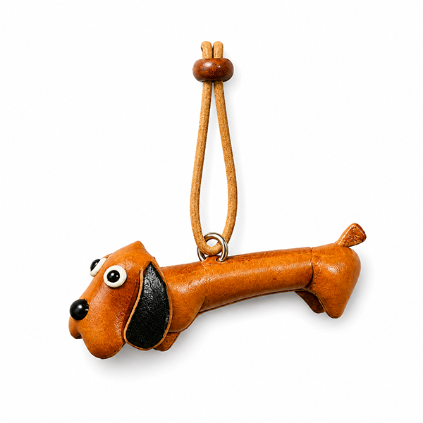 lederen teckelsleutelhanger