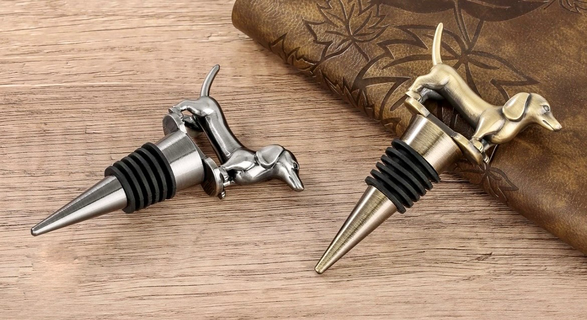 wijnstop brons zilver teckel