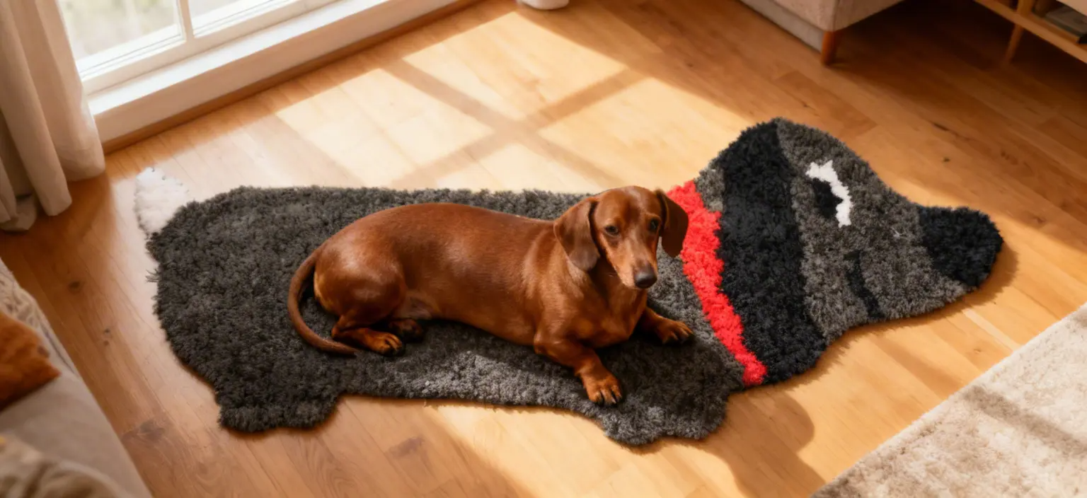 teckel mat teckel tapijt zwart