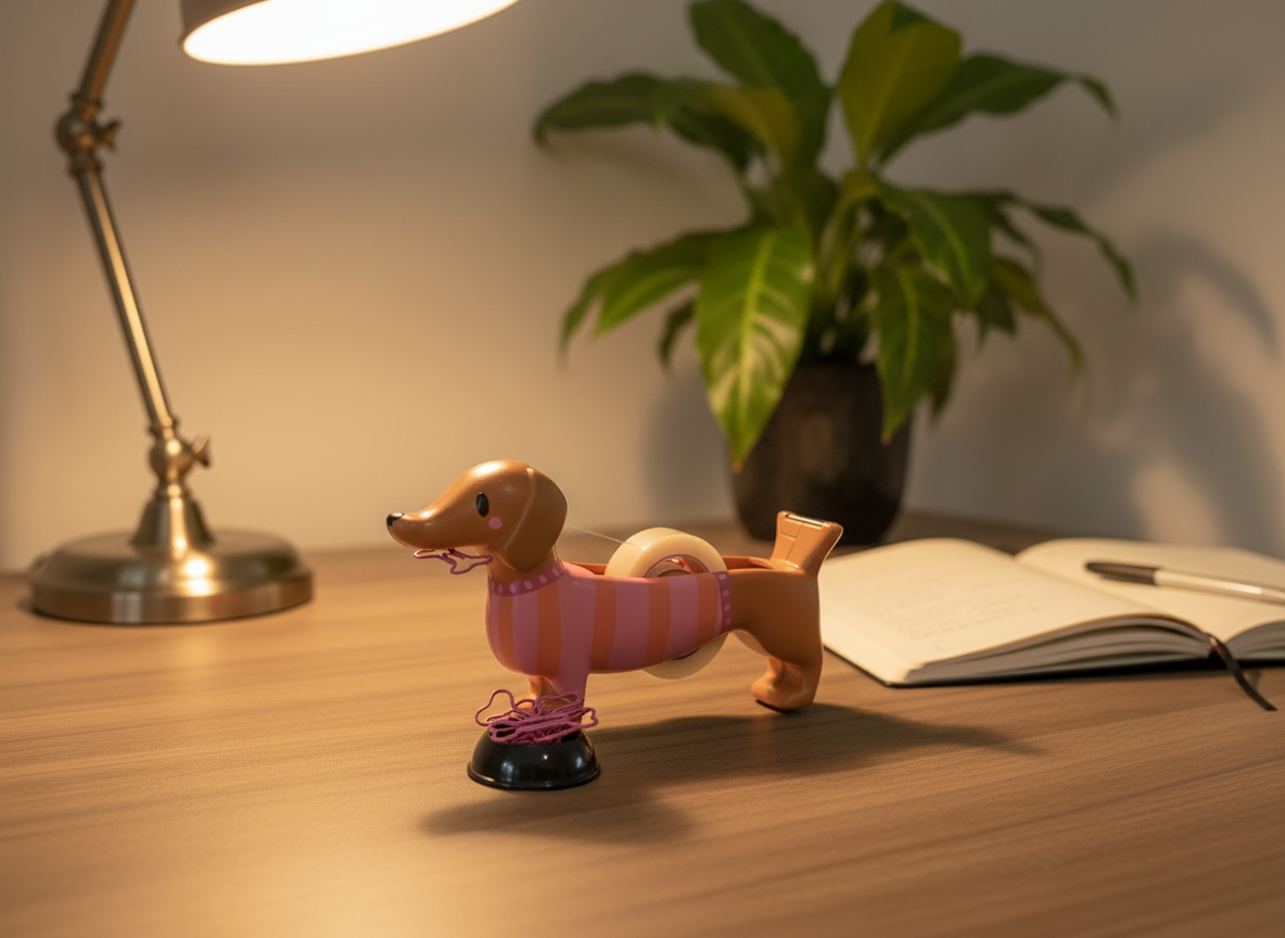 teckel tape dispenser met paperclips