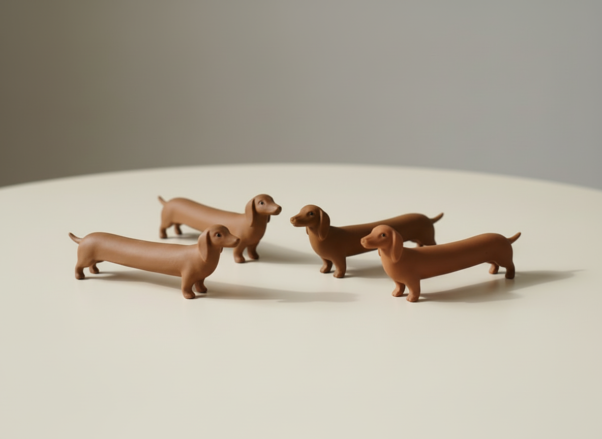 set van 4 teckelgommen