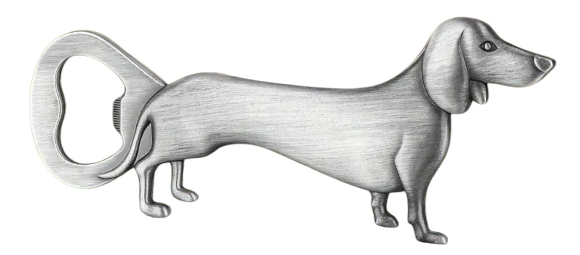 zilveren teckel flesopener