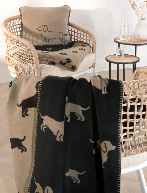 zwarte teckel plaid teckel deken
